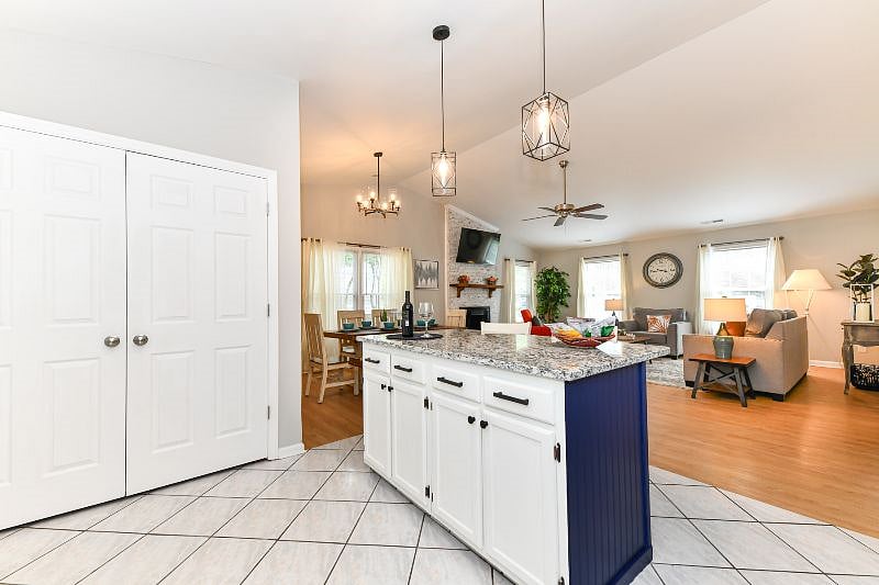 kitchen area over-looking the open living space