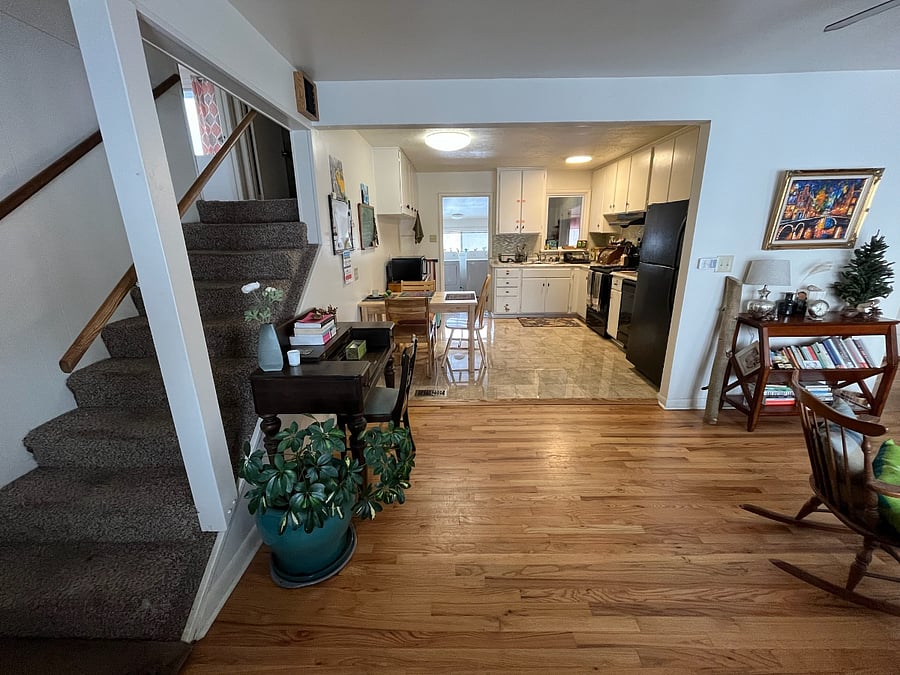 Kitchen area as seen from front door.