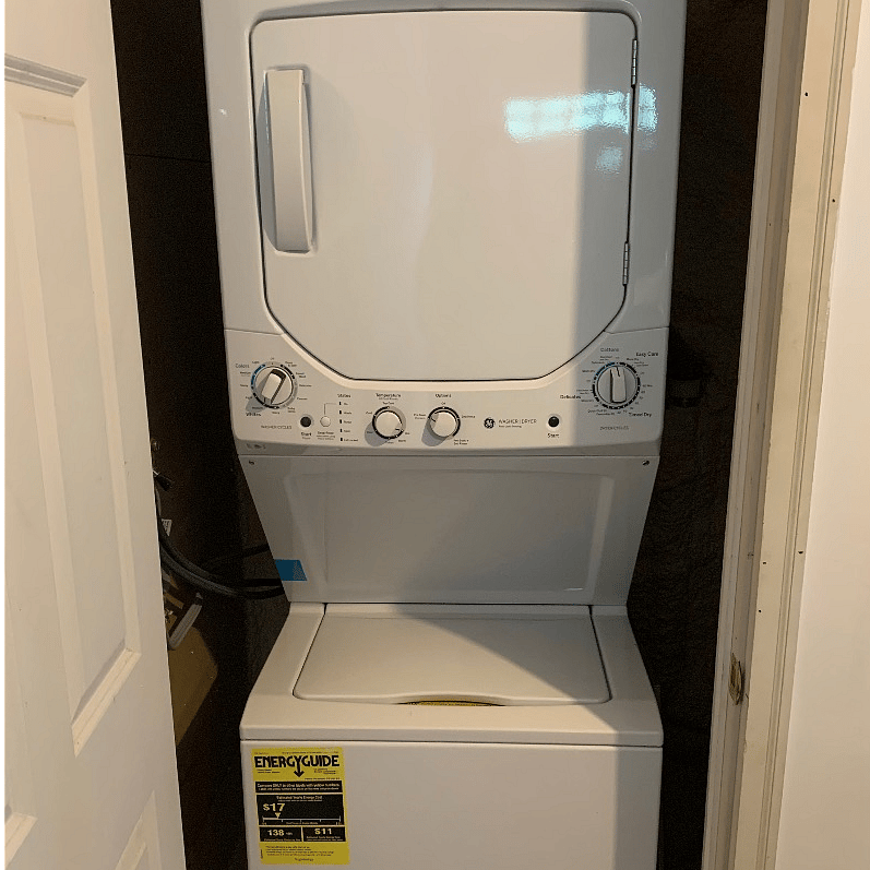 Designated washer and dryer exclusively for the apartment. Located under the interior entrance stairs.