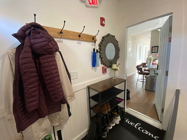 Welcome! Back entrance point, where you can store your shoes and coats.