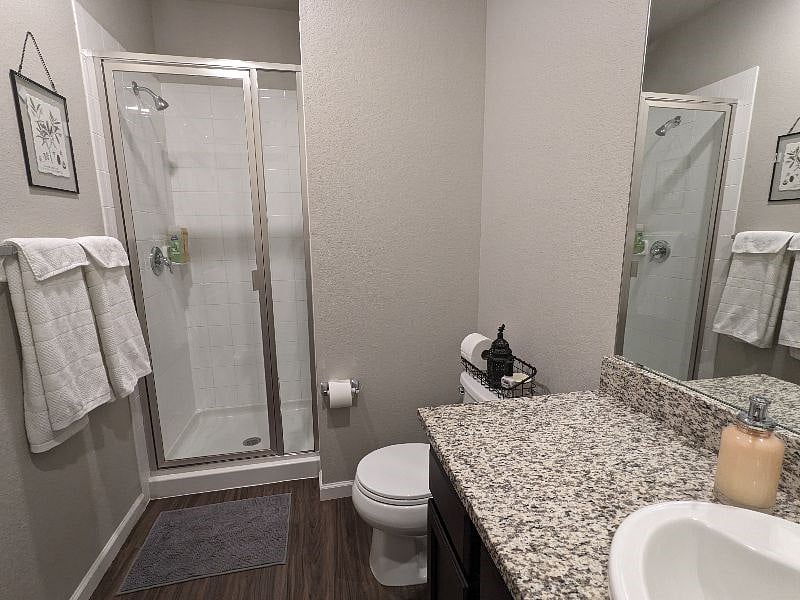 Night shift en suite bathroom with walk in shower
