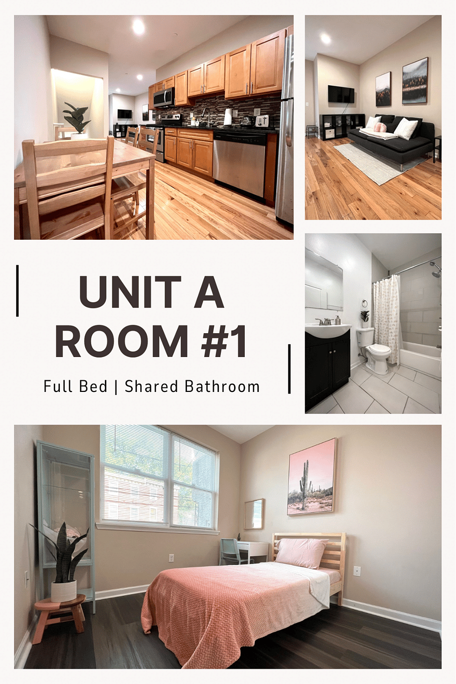 Bedroom #1 on Ground Level
Full Sized Bed (1 Person Only)
Desk
Closet
Shared Bathroom (2 People Max)
Available 1/1/27 - $775/mo