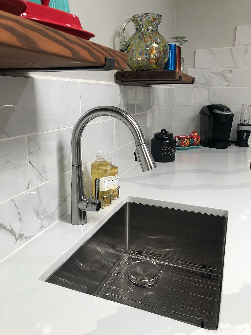 Nice, deep stainless steel sink!
