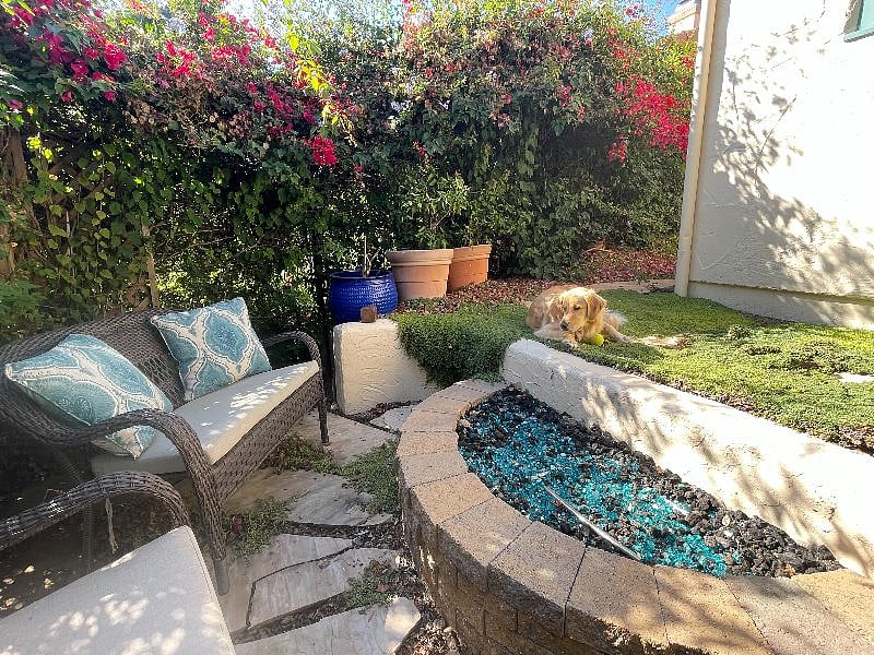 Cozy firepit in the backyard.