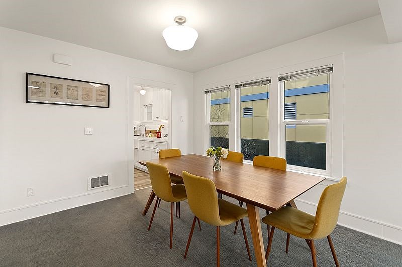 The upstairs living room / dining room