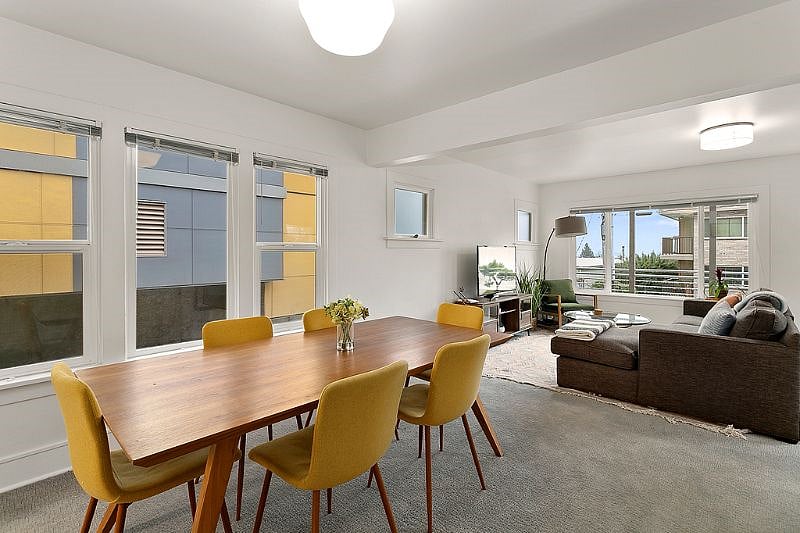 The upstairs living room / dining room