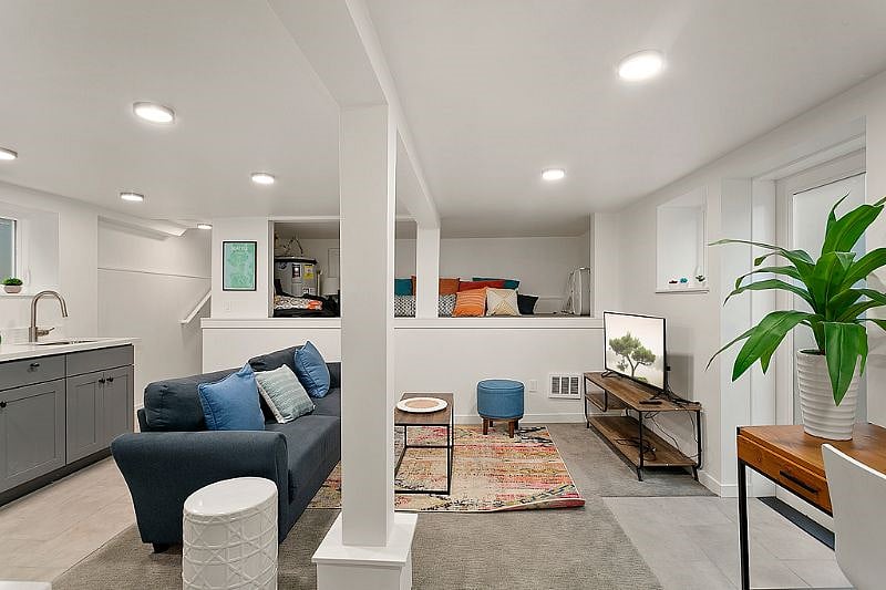 Downstairs living area. the downstairs bedroom has its own living room and kitchenette