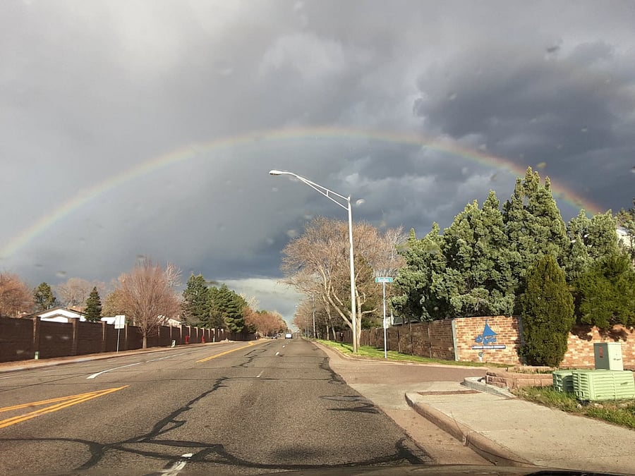 Streetview of townhome community entrance. 