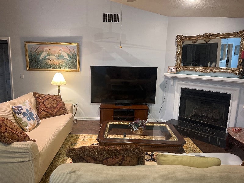 Living room with smart 75 inch television