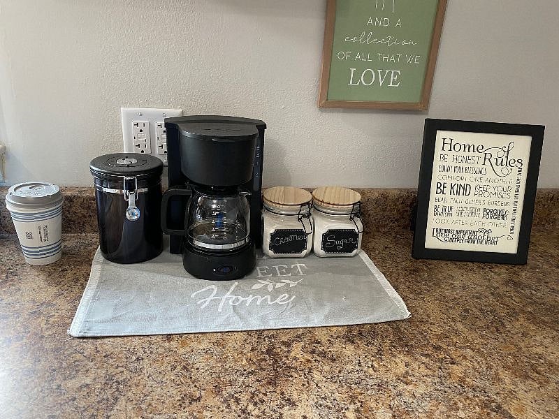 We supply coffee, condiments, and even take out cups to keep our guests awake!