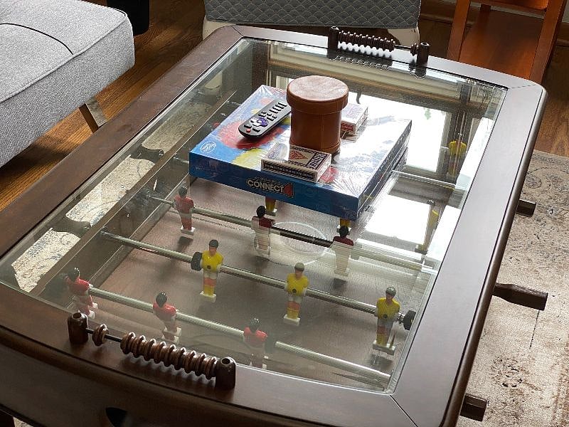 New Foosball coffee table for your family to enjoy! Let the fun begin!