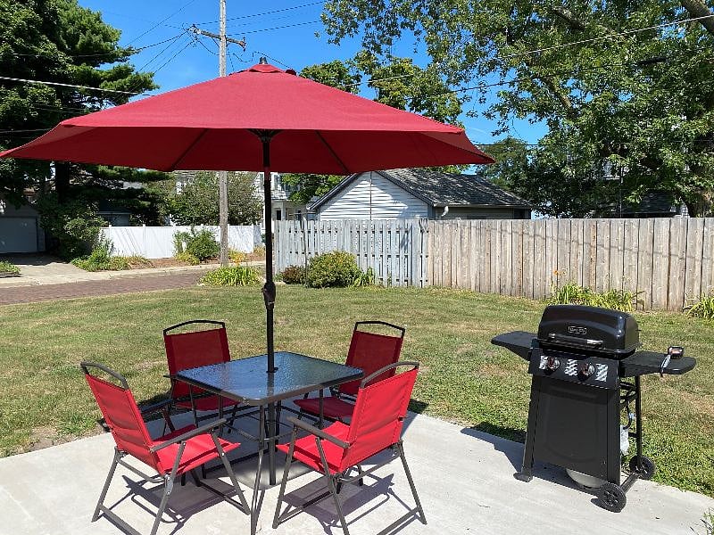 Ok lets party. New gas grill and new patio furniture.