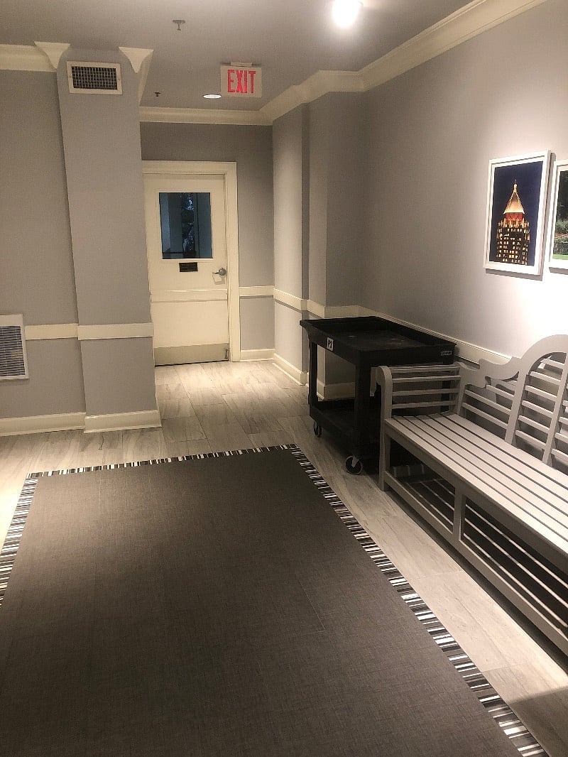 Elator waiting area in garage