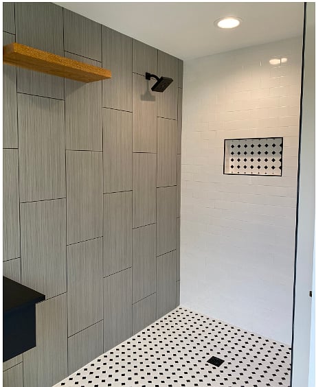 Walk in shower with heated floors