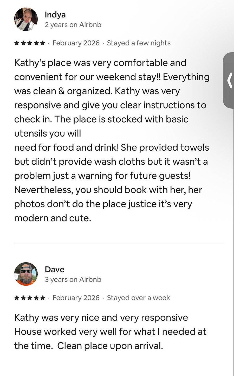 More guest reviews from our Airbnb listing for this property