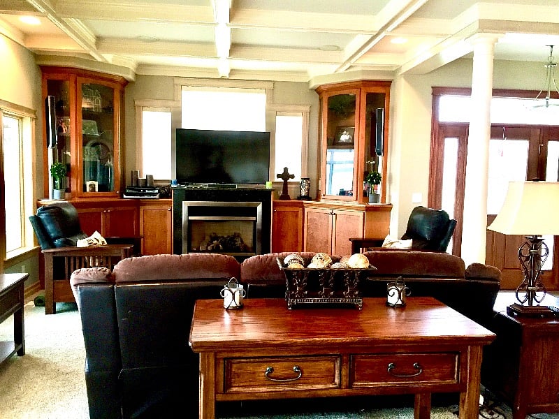 View of entry and living room from kitchen.