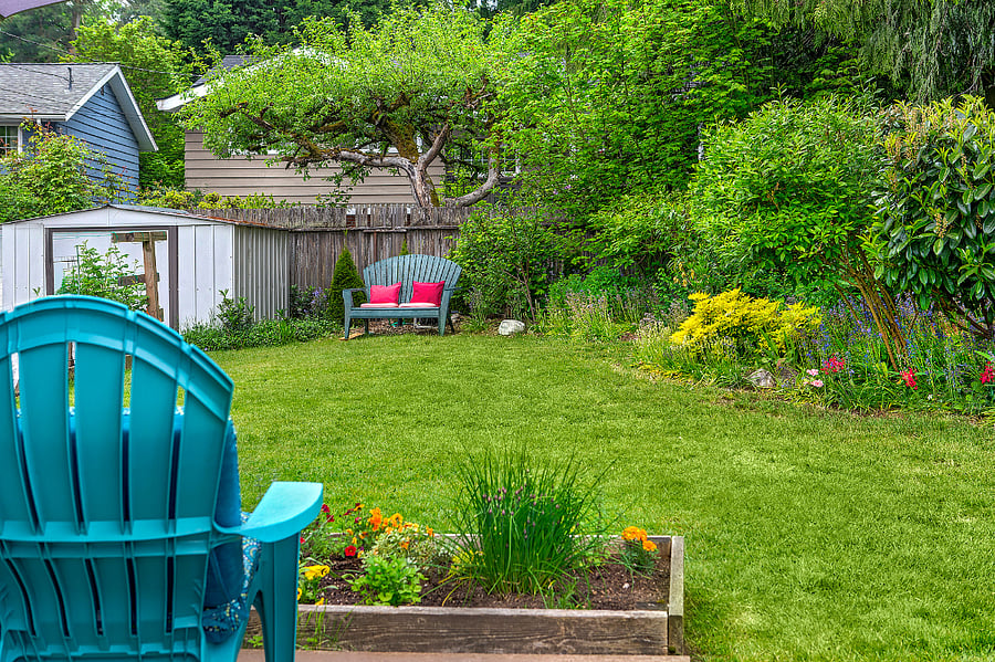 Sit here and enjoy the garden view - abound with birds and squirrels and hummingbirds