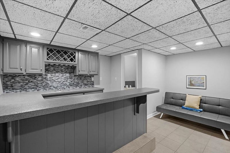 Wet Bar & Sitting Area or Office Area in Finished Basement (Desk available if needed)