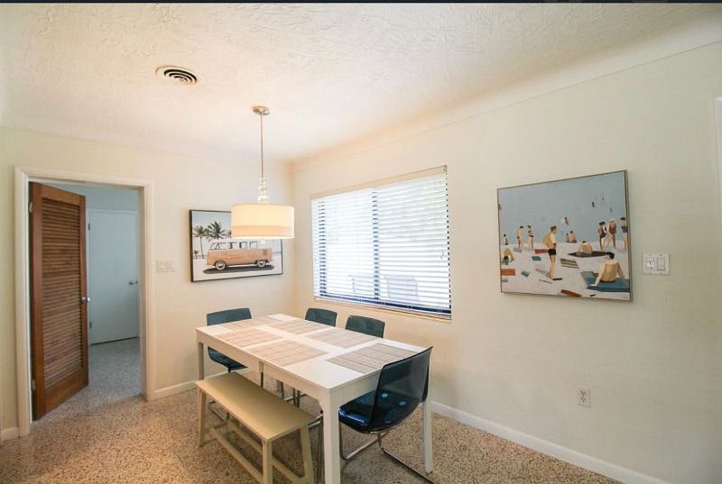 The dining room sits 6 comfortably.