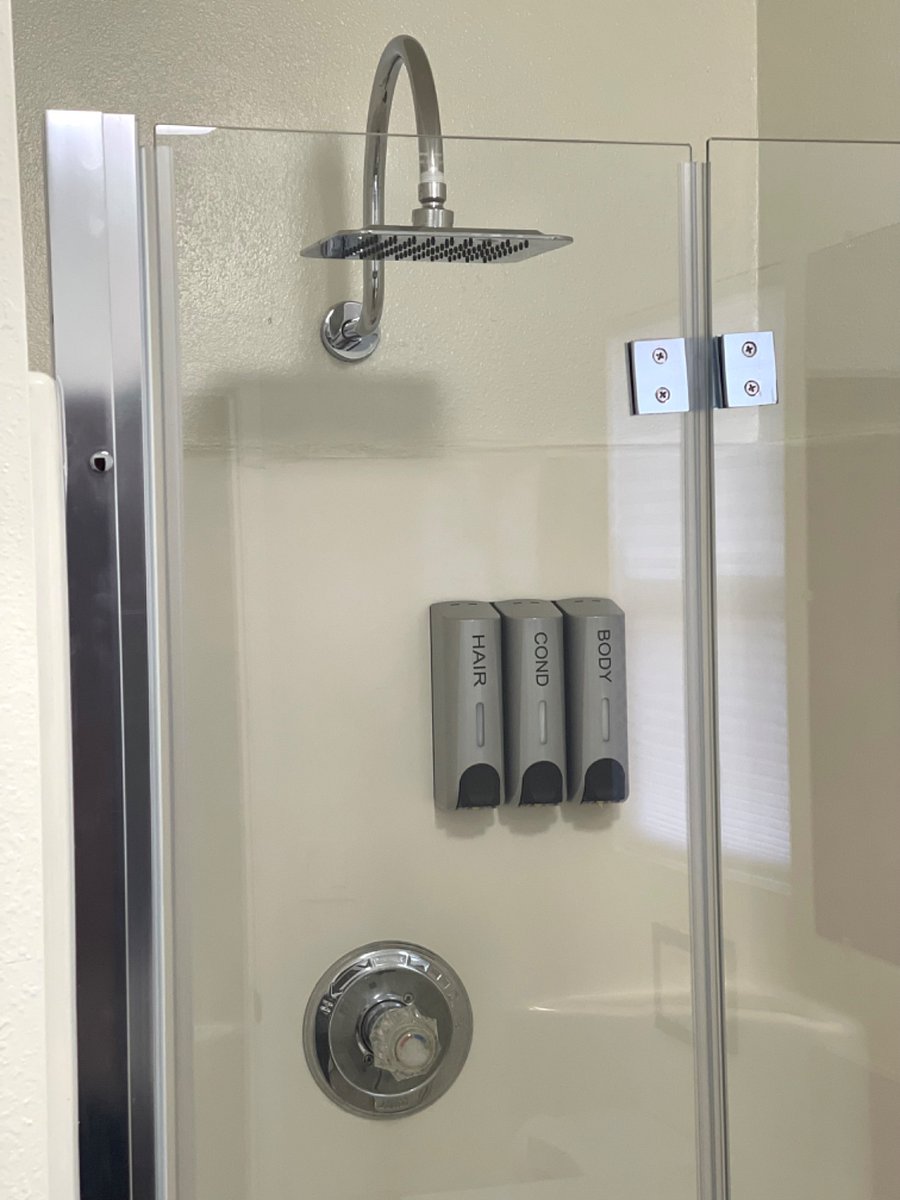 Starter toiletries such as shampoo, conditioner and body wash.