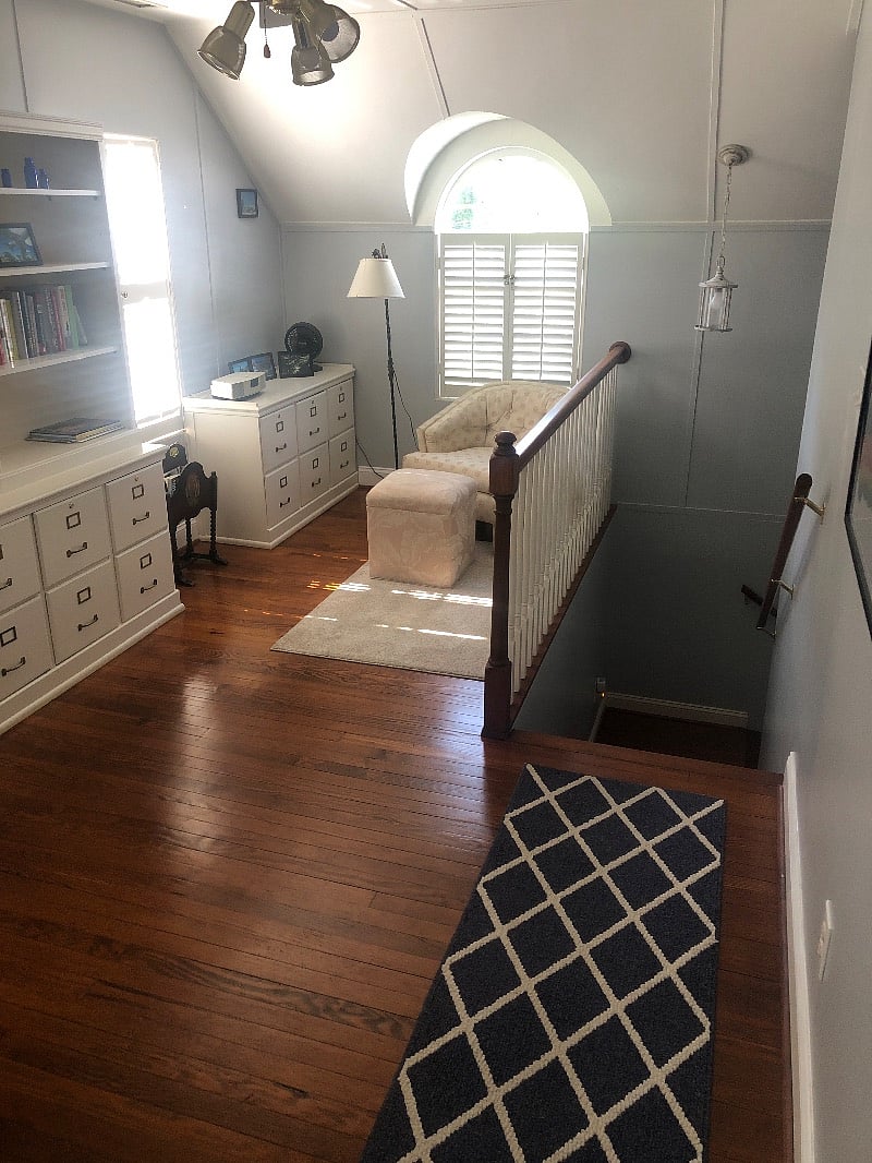 Upstairs hall and chair.