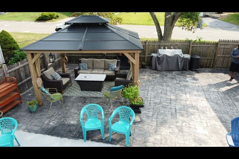 Gazebo with fire pit.