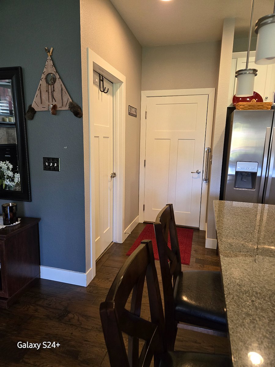 Kitchen - counter with 2 bar stools