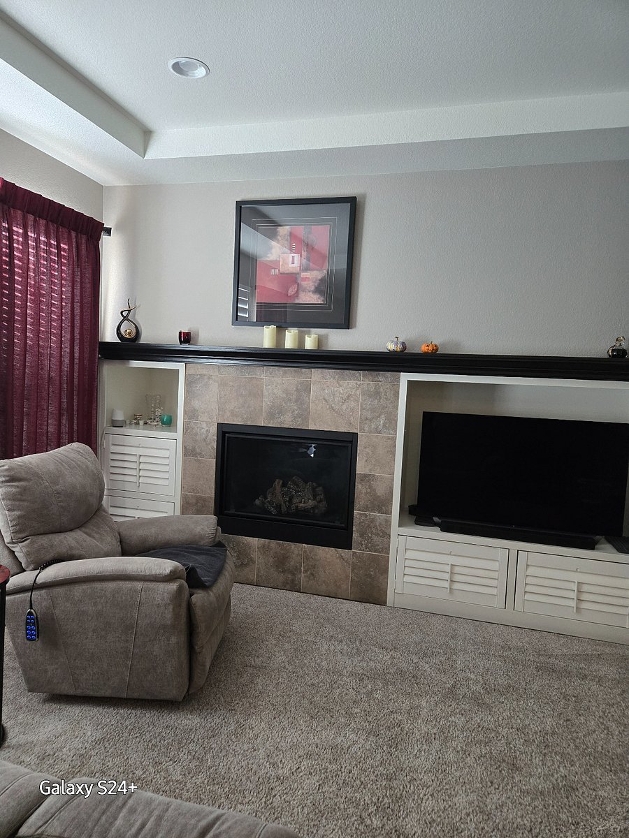 Living room and fireplace