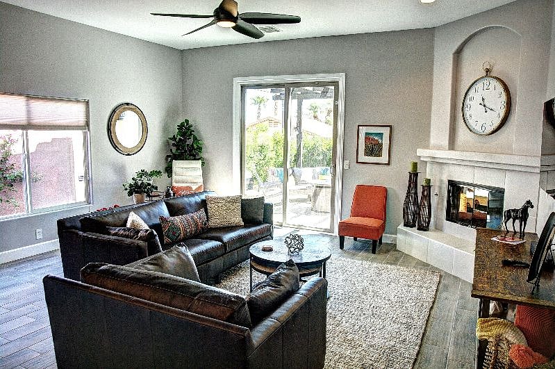 Gas fireplace and large smart TV
