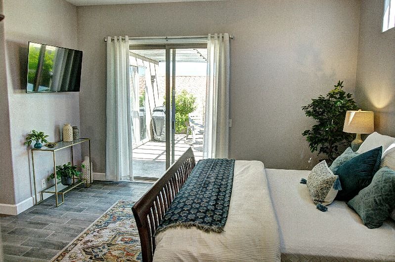 Large smart TV and patio access