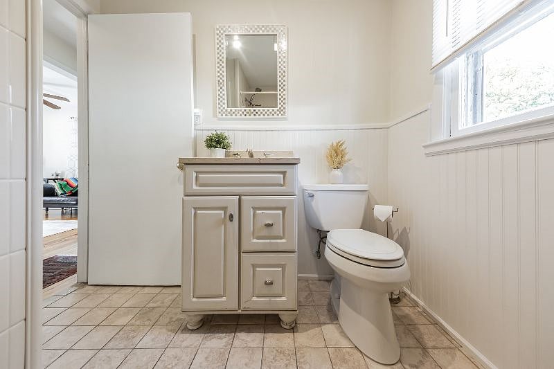 Full bathroom, first floor- vanity toilet view