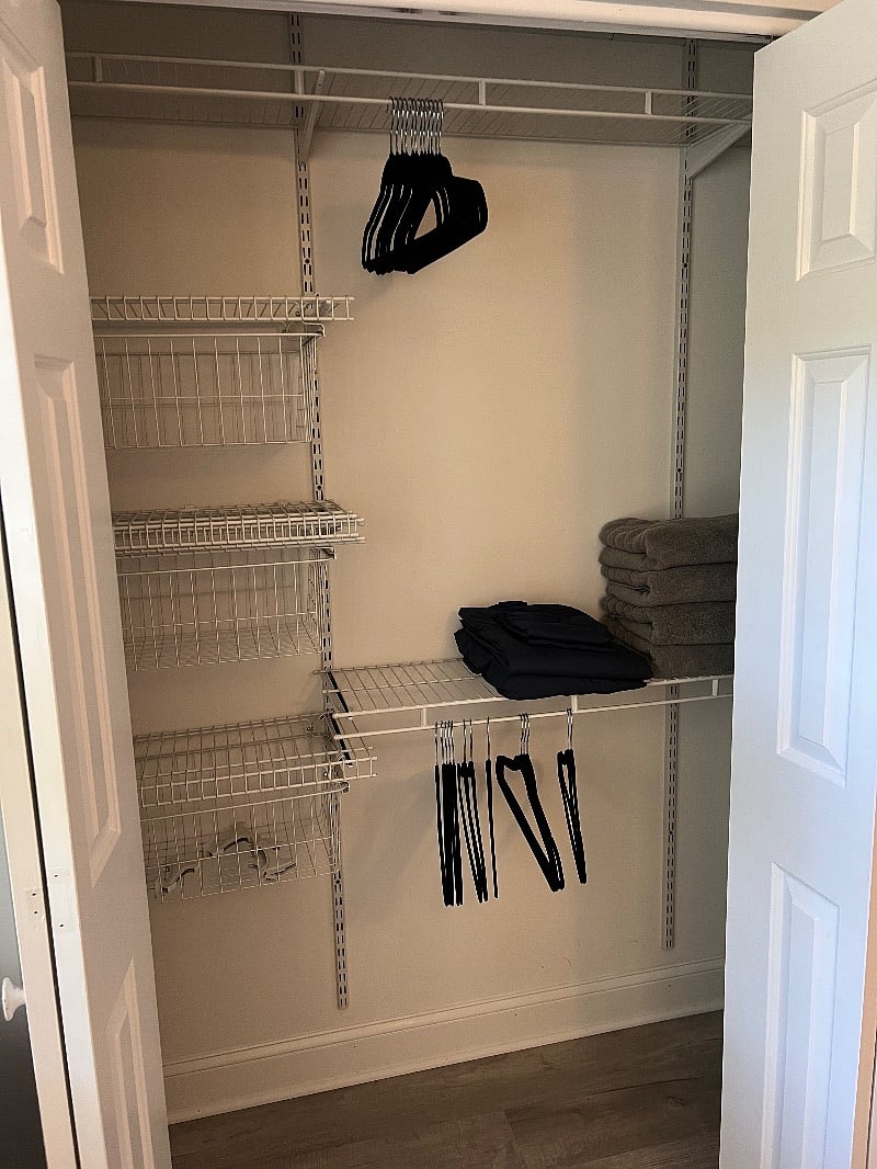 The closets are much bigger than the picture shows.It goes wider left and right much more.
