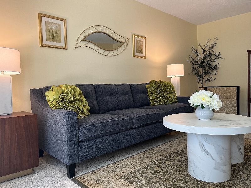 This comfy sofa is perfect for snuggling in after a long day or when you need a quick afternoon nap.
