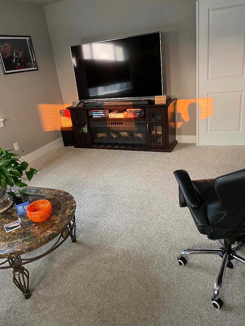 72 tv on electric fireplace console. We get some amazing sunsets here in Gig Harbor!