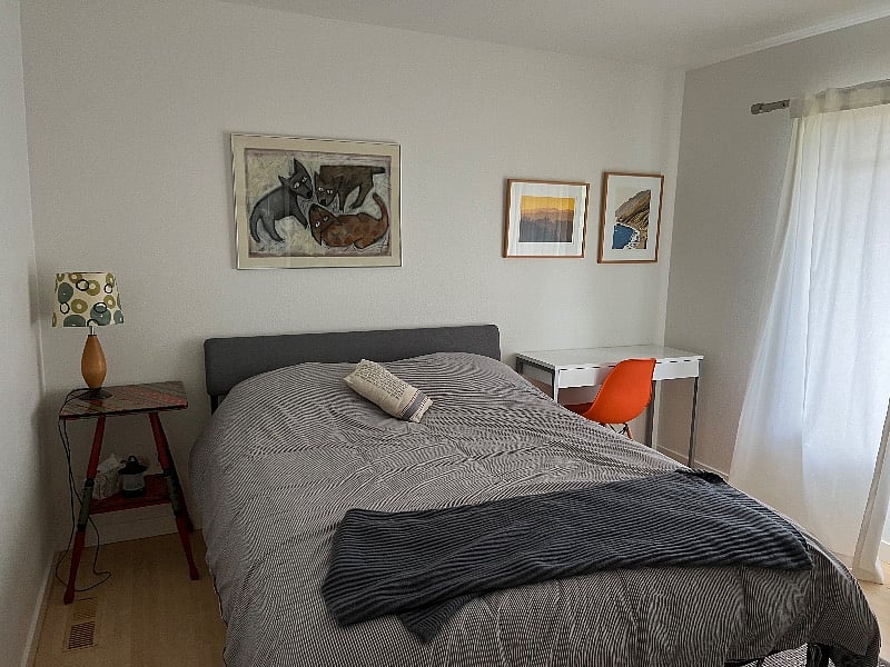 Bedroom with queen bed.