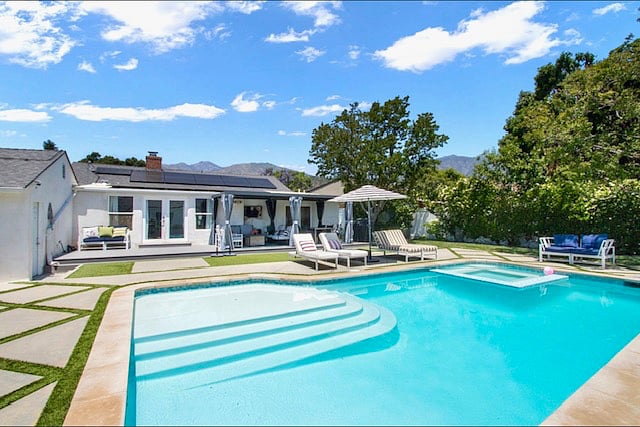 Backyard: Custom saltwater pool and jacuzzi, large pergola for shade and rain, sun tan chairs and umbrellas, BBG grill, tv and sound bar, Outside pool toilet.