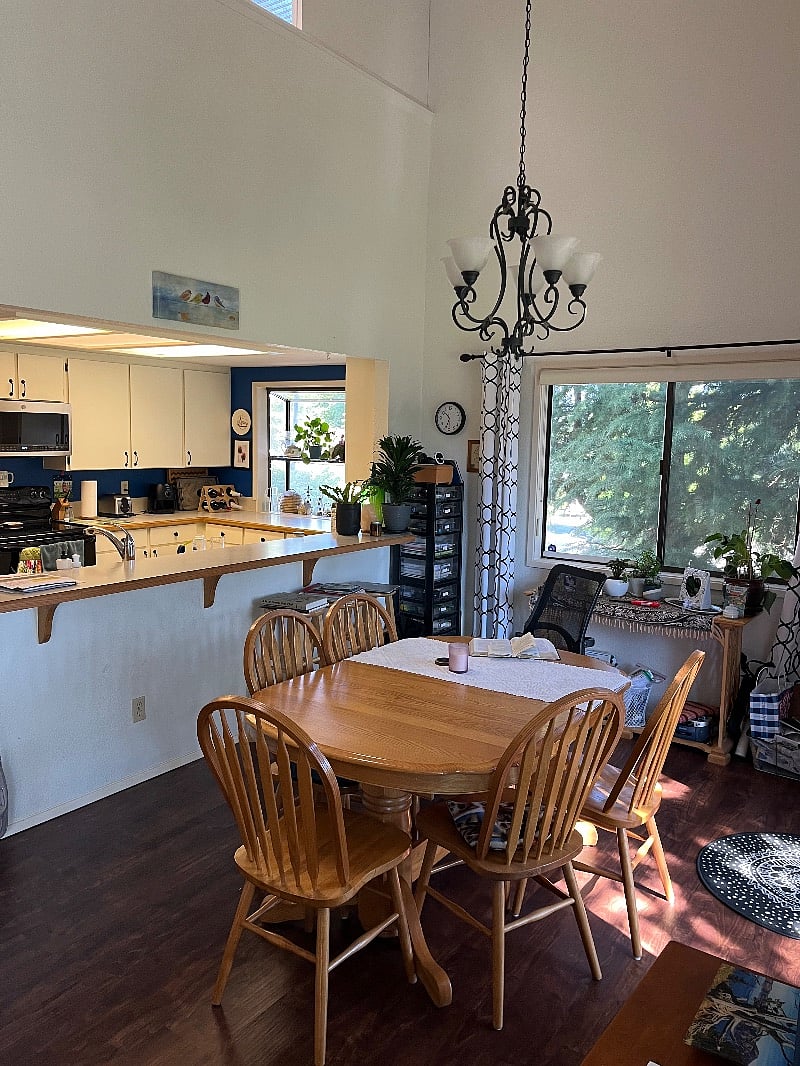 Shared kitchen and dining room. 