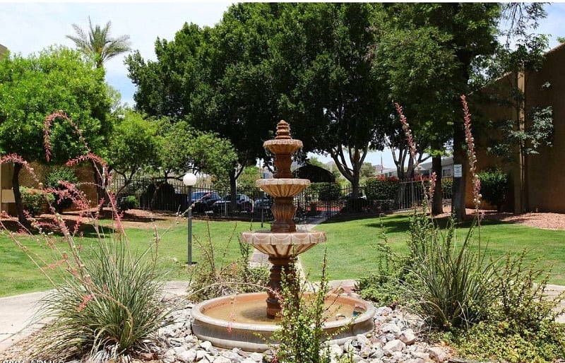 Beautiful fountain found in center of community 