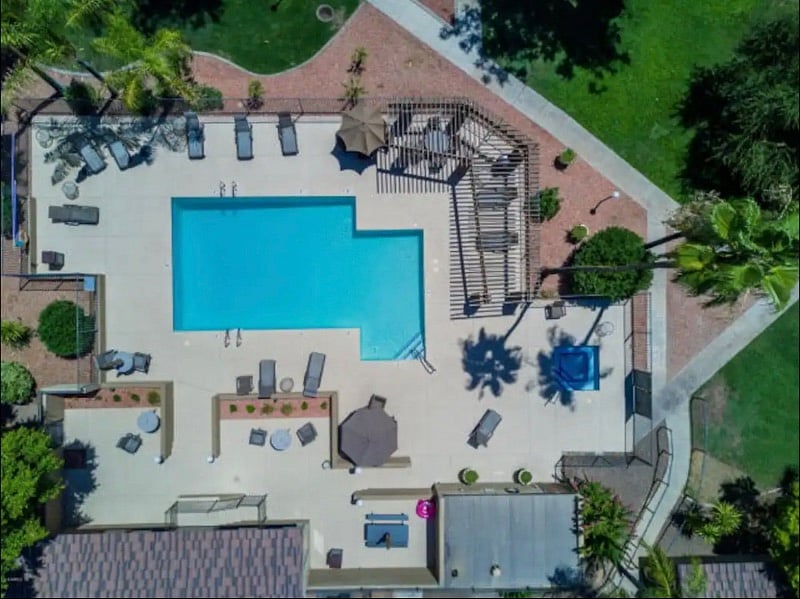 Birds Eye view of pool area