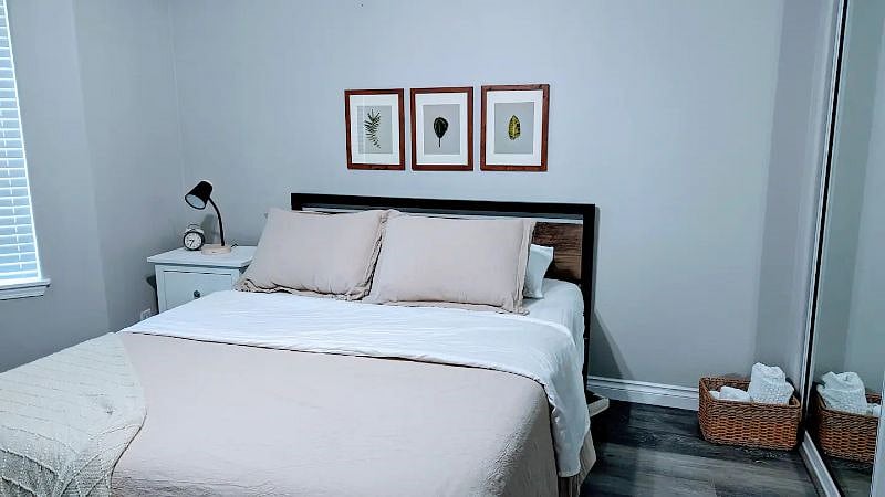 Spacious second bedroom featuring a comfortable queen bed and ample natural light.