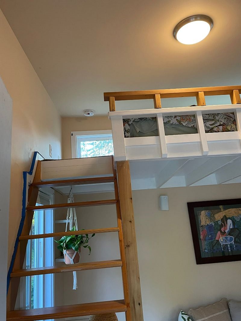Ladder up to sleeping loft