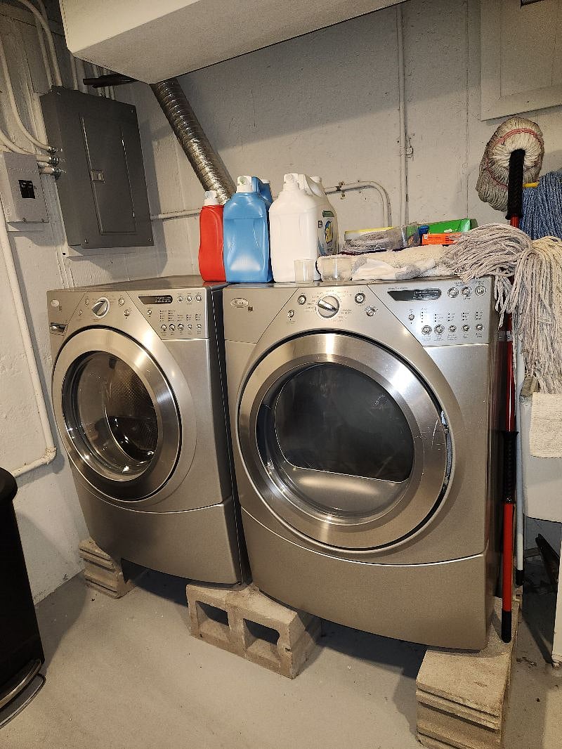 There's an ironing board in the laundry room. 