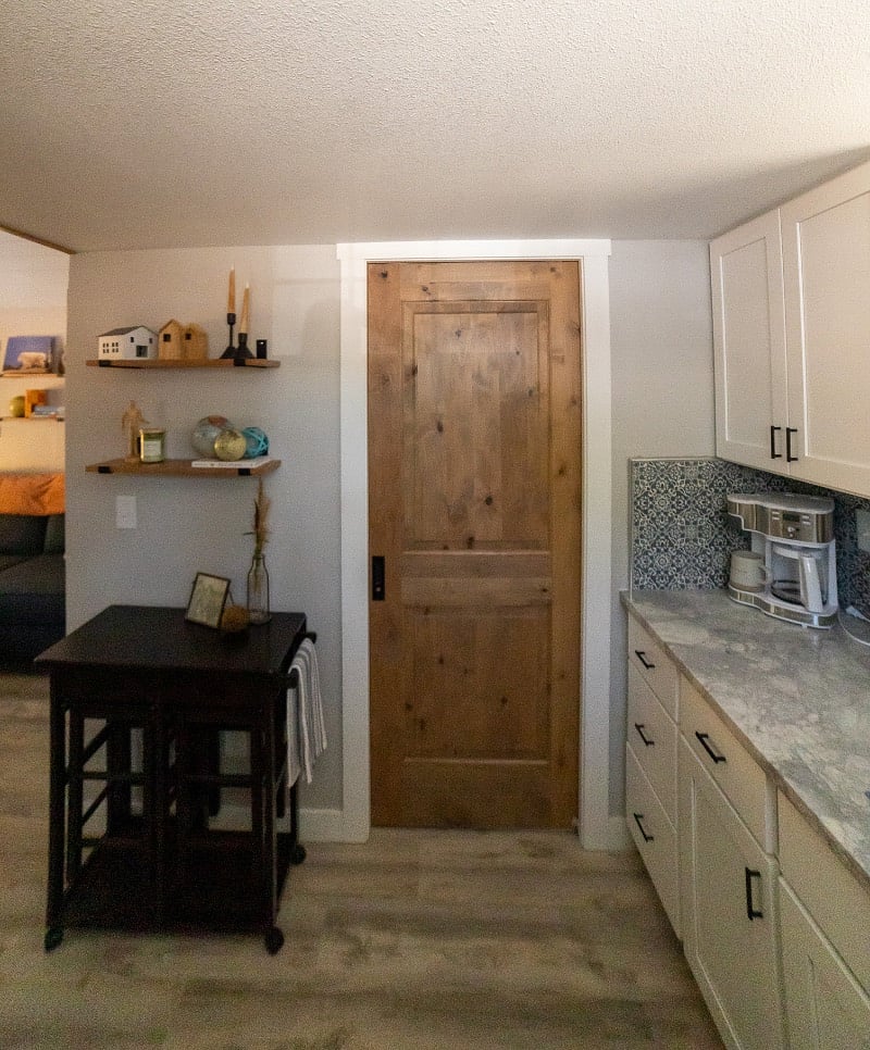 Rustic alder bathroom pocket door