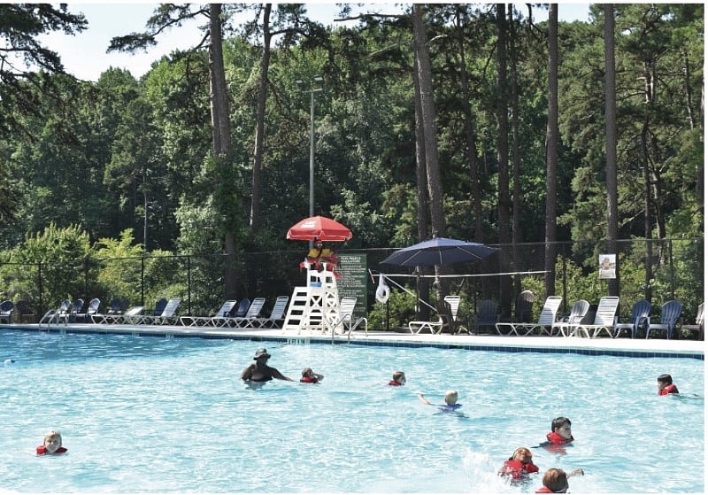 Community Pool at Kelley Cofer Park.  Walkable!  Pay daily $3-$5 or get a summer membership.  