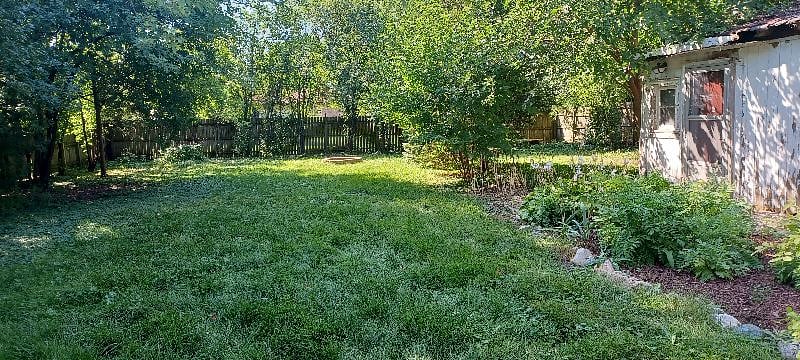 yard has firepit