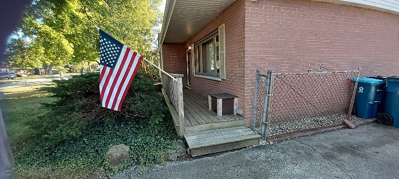 one step onto porch and one step into home