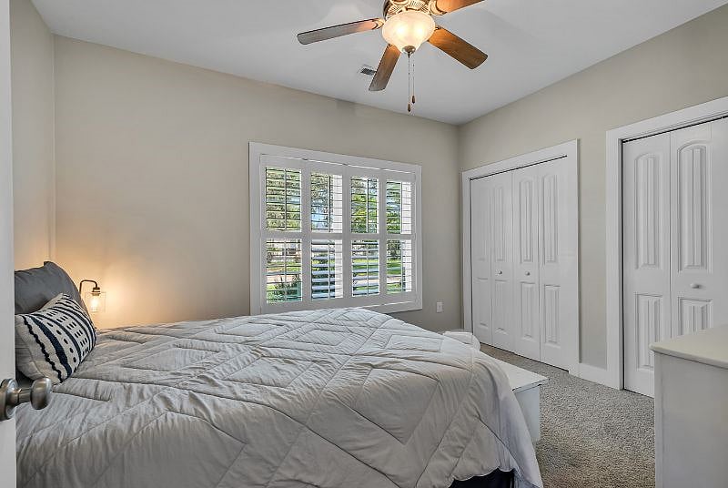 Lower level bedroom with Queen bed and smart TV 