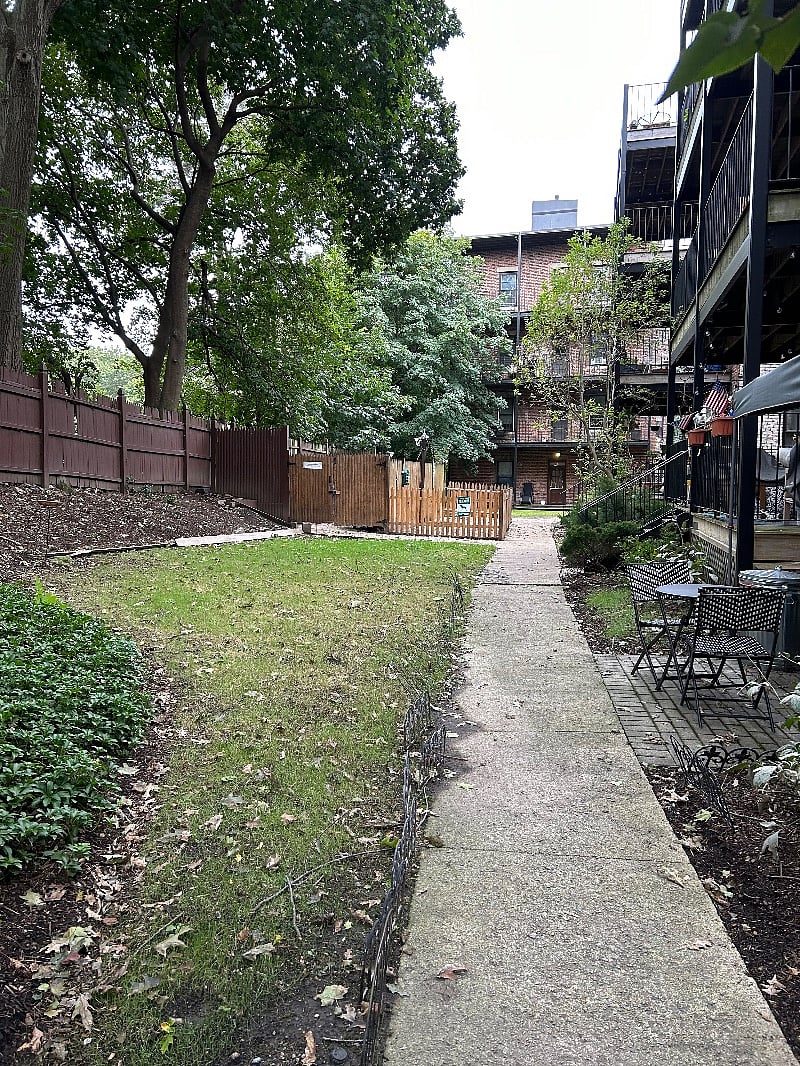 Trash and dog walking area