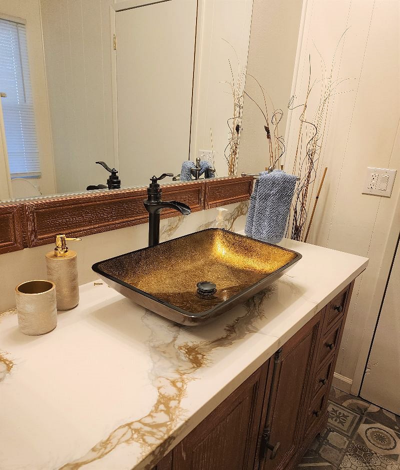 Cozy bathroom with custom upgrades
