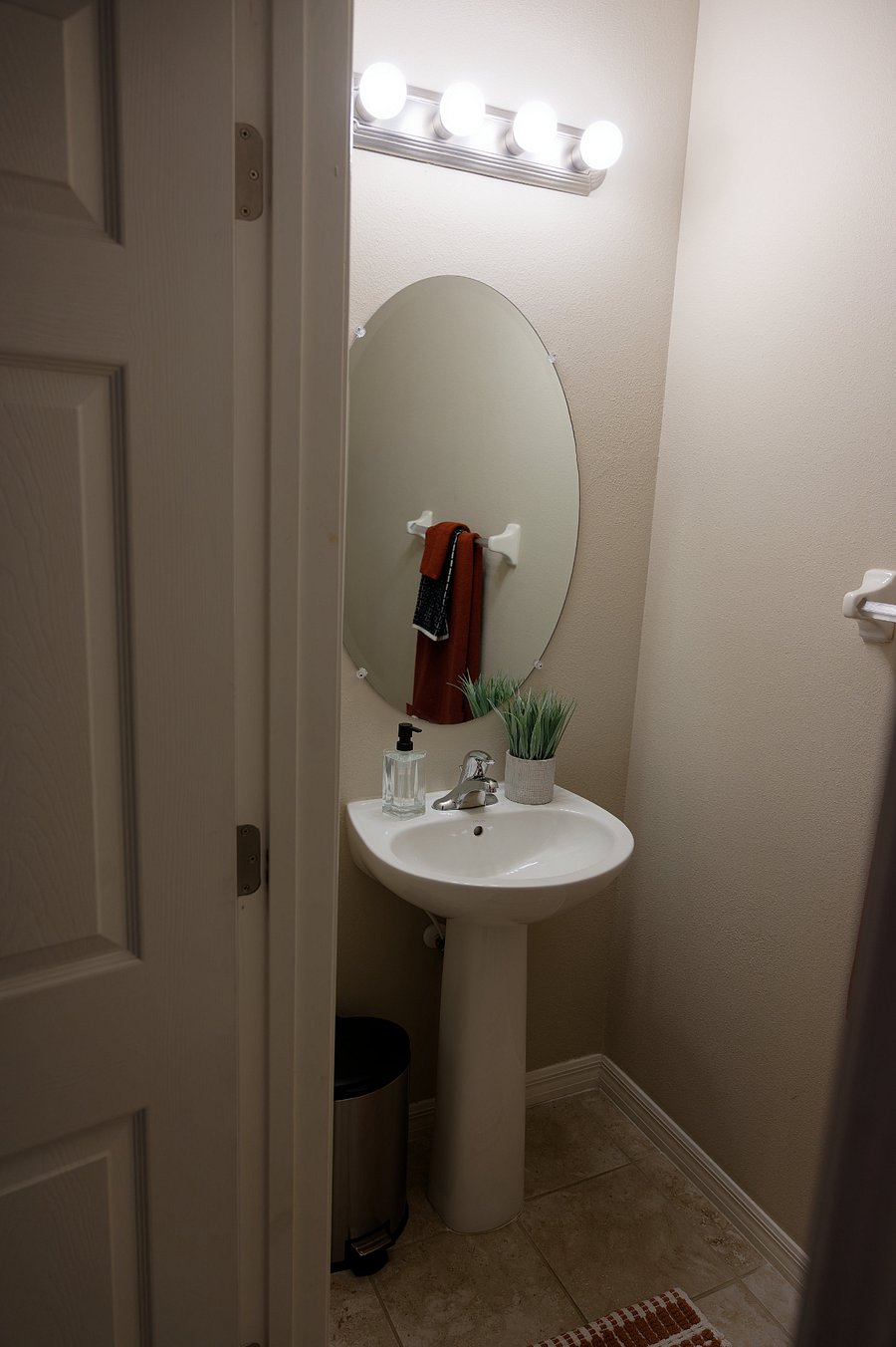 Half Bath near entryway. Quick and easy washup before dinner, without having to go up stairs.